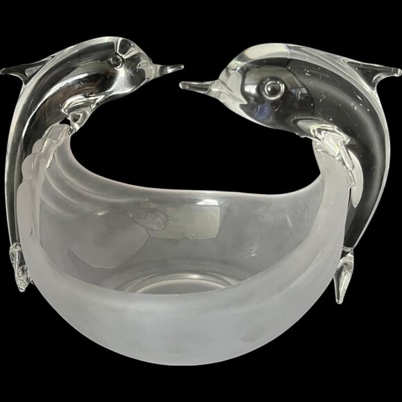 Partylite Jump for Joy Glass Dolphins Frosted Votive Candle Holder P8526 - Picture 3 of 8